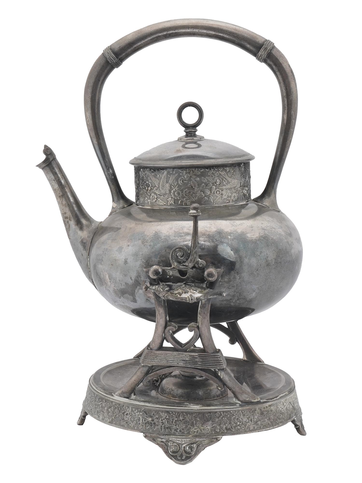 MID CENT MERIDEN SILVER PLATED TEAPOT WITH HEATER PIC-1